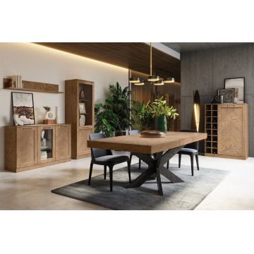 Set de mobila dining din pal, 5 piese Cozy Stejar Rustic