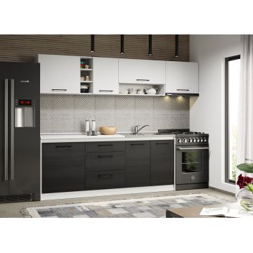 Bucatarie ferrara cu alb Luna - 10 - 260 cm