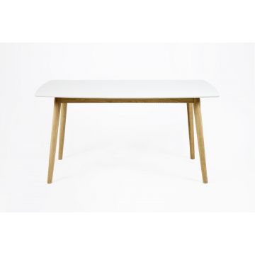 Masa din furnir si lemn Nagano Dining White/Oak, L150xl80xh75,5 cm