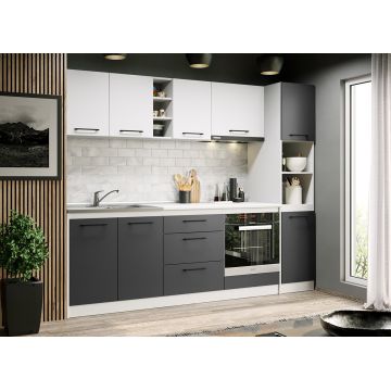 Mobila bucatarie gri cu alb Lorand - 14 - 243.2 cm