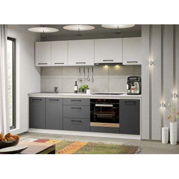 Mobila bucatarie gri cu alb Lorand - 15 - 243.2 cm
