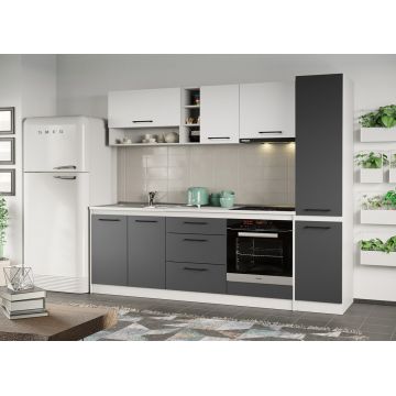 Mobila bucatarie gri cu alb Lorand - 16 - 243.2 cm