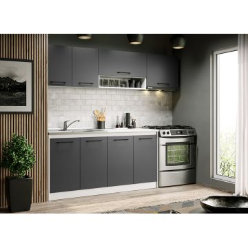 Mobila bucatarie gri Maia - 12 - 223.2 cm