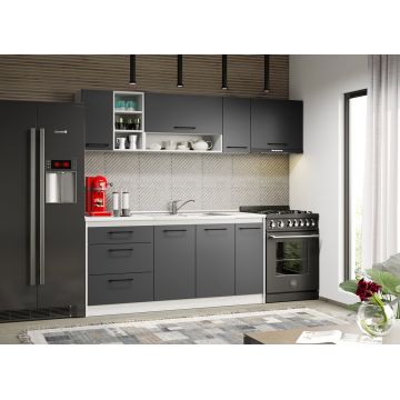 Mobila bucatarie gri Maia - 14 - 230 cm