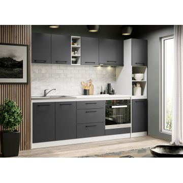 Mobila bucatarie gri Maia - 15 - 243.2 cm