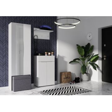 Set de mobila hol din pal si MDF, 4 piese Lucca Alb