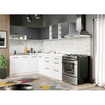 Mobila bucatarie alb cu gri Arthur - 24 - 181.6/221.6 cm