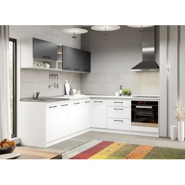 Mobila bucatarie alb cu gri Arthur - 27 - 241.6/221.6 cm
