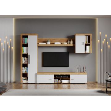 Set Mobilier Living Alb cu Stejar Auriu Crispy-C10