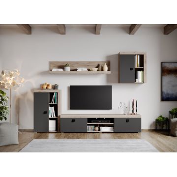 Set Mobilier Living Gri cu Stejar Henry-C01