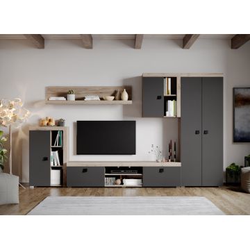 Set Mobilier Living Gri cu Stejar Henry-C02
