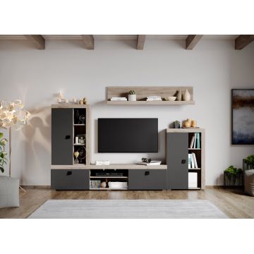 Set Mobilier Living Gri cu Stejar Henry-C04