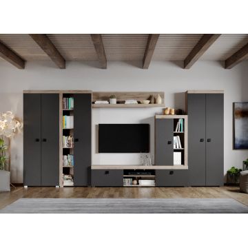 Set Mobilier Living Gri cu Stejar Henry-C06
