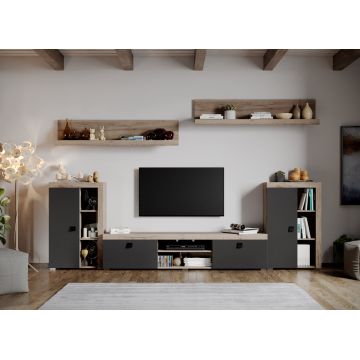 Set Mobilier Living Gri cu Stejar Henry-C07