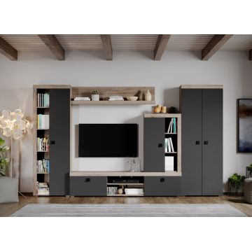 Set Mobilier Living Gri cu Stejar Henry-C08