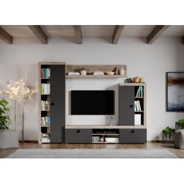 Set Mobilier Living Gri cu Stejar Henry-C09