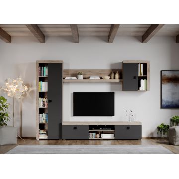 Set Mobilier Living Gri cu Stejar Henry-C10