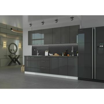 Bucatarie Lara 2.6 Alb/Gri Lucios