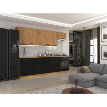 Bucatarie Modena B 2.6 Stejar Artisan/Negru Mat