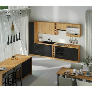 Bucatarie Modena C 3.15 Stejar Artisan/Negru Mat