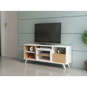 Comoda TV, Decorotika, Selin, Alb / Teak