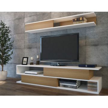 Comoda TV, Decorotika, Sims, Alb / Teak