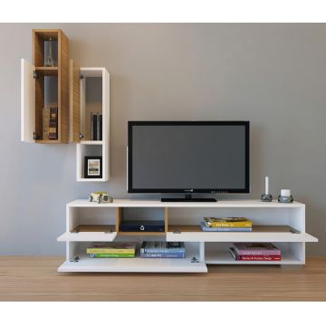 Comoda TV, Decorotika, Sunny, Alb / Teak