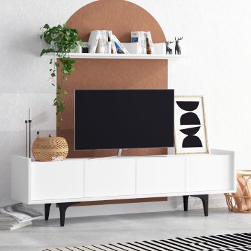 Comoda TV, Emerald, Kastra, 150x57x40 cm, Alb