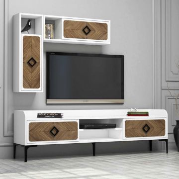 Comoda TV, Hommy Craft, Samba, 180x52x35 cm, Alb/Maro