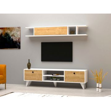 Comoda TV, Puqa Design, Italo, PAL, Alb / Pin