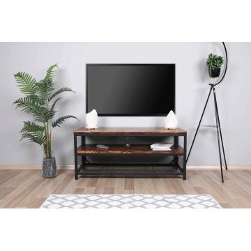 Comoda TV, Puqa Design, Net, 120x45x40 cm, Lemn, Nuc / Negru