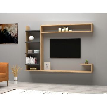 Comoda TV, Puqa Design, Noble, 180x121.8x29.6 cm, PAL, Safir / Antracit