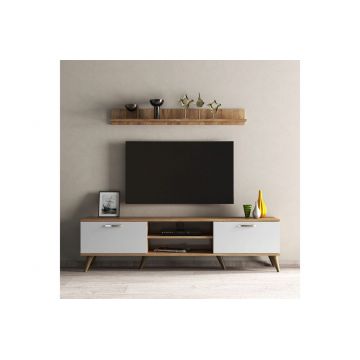 Comoda TV, Tanmob, TVU0103, 180x48x35 cm, PAL , Alb/Pin Atlantic