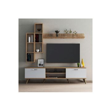Comoda TV, Tanmob, TVU0303, 180x48x35 cm, PAL , Alb/Pin Atlantic