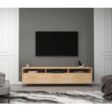 Comoda TV, Woodface, Holmes, 178x50x30 cm, Lemn, Natural