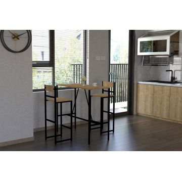 Set masa si scaune 3 piese, Asse Home, Tibet, Stejar / Negru Set masa si scaune 3 piese, Asse Home, Tibet, Stejar / Negru