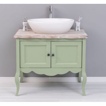 Set masca si lavoar, 90 cm, Pasy PS711, Verde Olive Antichizat P054A / Natural Antichizat P071