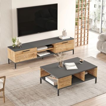 Set mobilier living, Locelso, RL5-AA, Pin Atlantic / Antracit