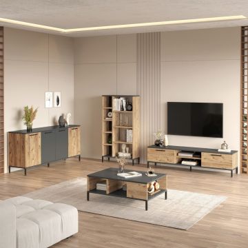 Set mobilier living, Locelso, RL6-AA, Pin Atlantic / Antracit