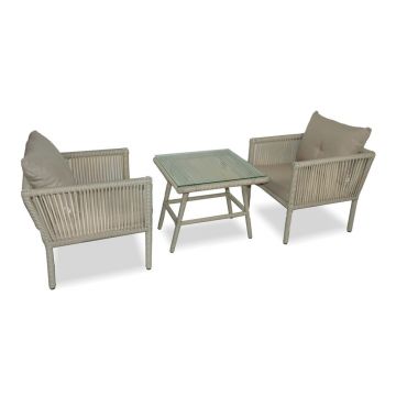Set mobilier de grădină bej din ratan artificial pentru 2 pers. Shangai 2 – Floriane Garden