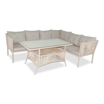 Set mobilier de grădină crem din ratan artificial pentru 5 pers. Shangai 5 – Floriane Garden