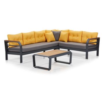 Set mobilier de grădină galben/gri pentru 5 pers. Assento – Floriane Garden