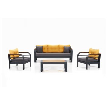 Set mobilier de grădină galben/gri pentru 5 pers. Assento – Floriane Garden