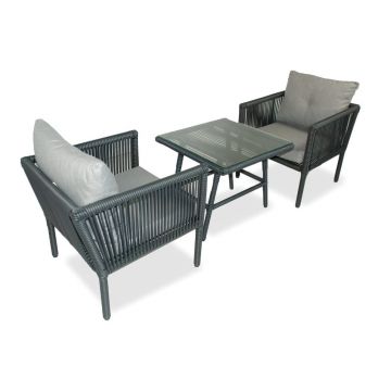 Set mobilier de grădină gri din ratan artificial pentru 2 pers. Shangai 2 – Floriane Garden