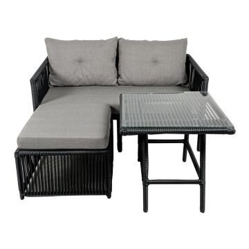 Set mobilier de grădină gri din ratan artificial pentru 2 pers. Shangai 8 – Floriane Garden