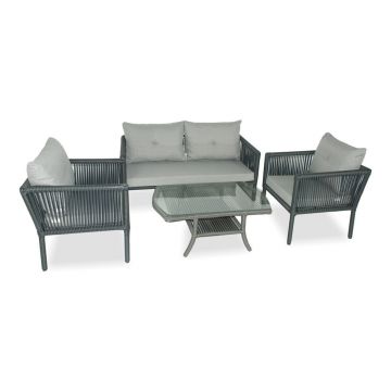 Set mobilier de grădină gri din ratan artificial pentru 4 pers. Shangai 38 – Floriane Garden