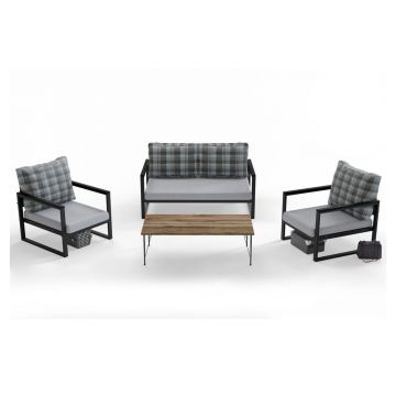 Set mobilier de grădină gri pentru 4 pers. – Floriane Garden