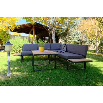 Set mobilier de grădină gri pentru 6 pers. Mers – Floriane Garden