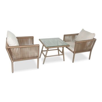 Set mobilier de grădină maro din ratan artificial pentru 2 pers. Shangai 2 – Floriane Garden