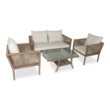 Set mobilier de grădină maro din ratan artificial pentru 4 pers. Shangai 38 – Floriane Garden
